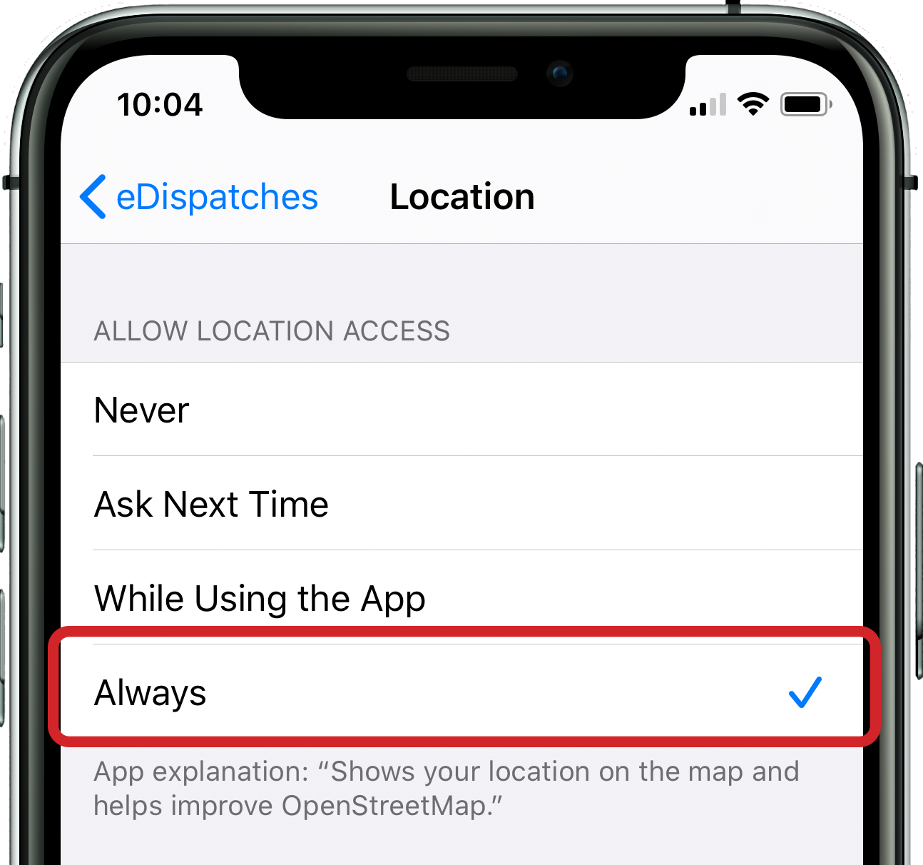 Location Permissions – eDispatches - Allow The Appear On Top Permission In Settings